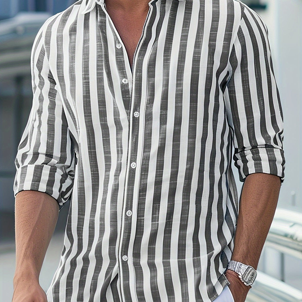 Men's Striped Linen Shirt